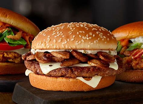 New Swiss Mushroom Melt Burger And Chicken Sandwich
