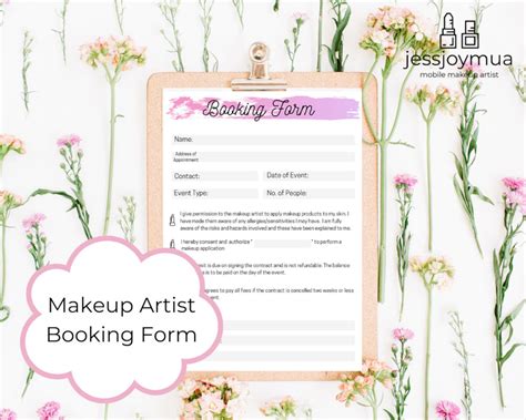 Makeup Artist Booking Form Client Booking Form Makeup Artist Etsy