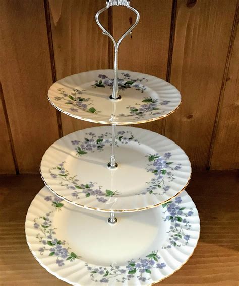175 3 Tier Cake Stand Vintage China Cake Stand Etsy Tiered Cake