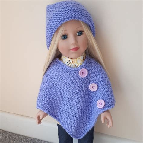 Knitting Pattern Lavender Poncho For Doll 18 Inch Doll Etsy