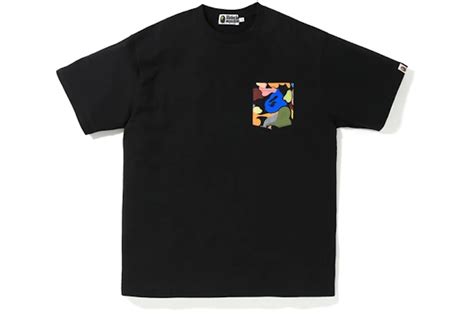 Bape Relaxed Multi Camo Pocket Tee Black Mens Ss19 Us