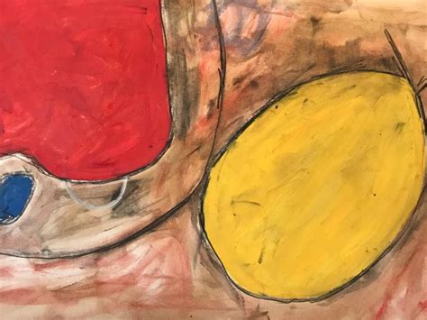 Unknown Original 1960s British Abstract Painting Reds And Yellows