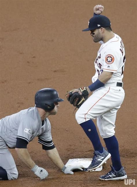 Houston Astros Second Baseman Jose Altuve 27 Reacts After Double Play