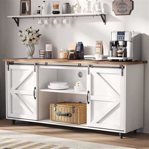 Buy Farmhouse Coffee Bar Cabinet With Storage 58 Sideboard Buffet