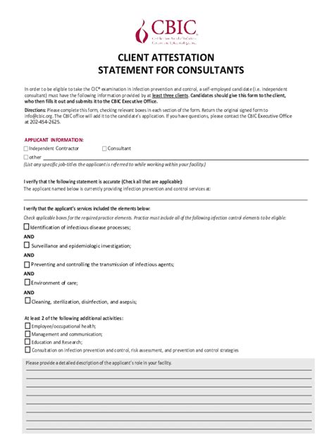 Fillable Online Client Attestation Statement For Consultants Fax Email