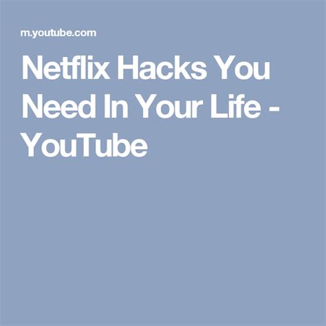 Netflix Hacks You Need In Your Life Youtube Netflix Hacks Youtube