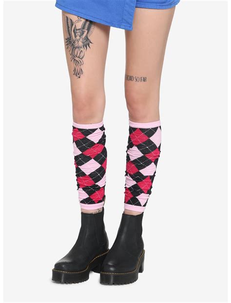 Pink And Black Argyle Leg Warmers Hot Topic