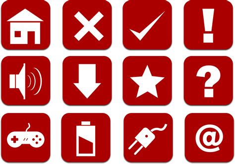 Set Of Red Icons For Devices Free Image Download