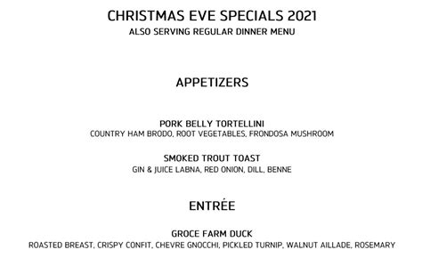 Proof On Main Reveals Christmas Eve And New Years Eve Menus