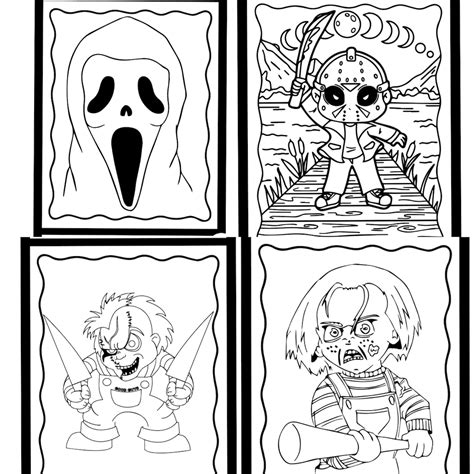 Halloween Horror Movie Slashers Coloring Pages Etsy