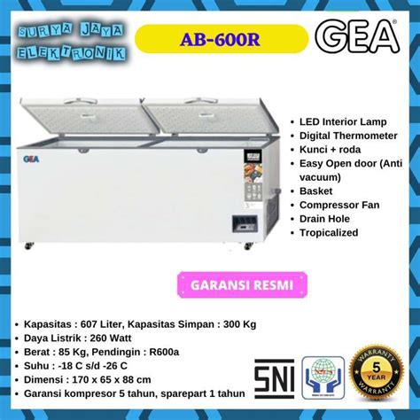 Jual Chest Freezer Gea Ab600r Ab 600 R 607 Liter Freezer Box Di Seller