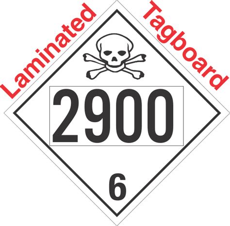 Toxic Class 6 2 UN2900 Tagboard DOT Placard