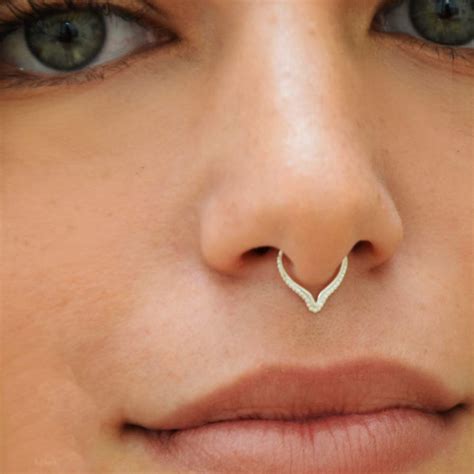 Triangle Septum Nose Ring Septum Ring Gold Gold Septum