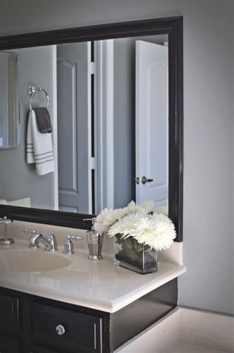 Bathroom mirror framed with crown molding. Black Framed Bathroom Mirrors | Bathroom mirror frame