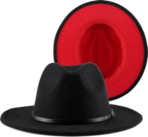 Faletony Fedora Hüte mit Gürtel Breite Krempe Wollfilz Panamahut Casual