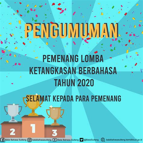 Pengumuman Pemenang Lomba Ketangkasan Berbahasa Tahun 2020 - Balai Bahasa Sulawesi Tengah