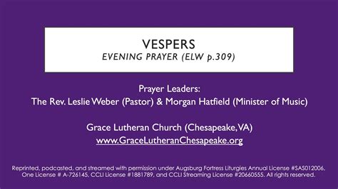 Vespers Elw Evening Prayer Youtube