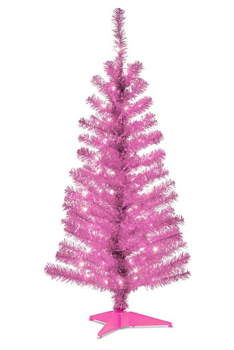 4ft Pre Lit Pink Tinsel Artificial Christmas Tree Clear Lights Michaels