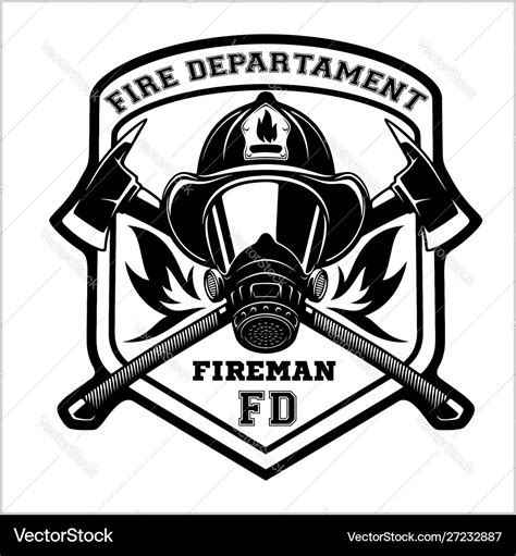 Fire Department Emblem Badge Logo On White Vector Image