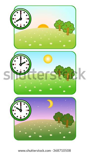 Illustrations Nature Different Times Day Morning Stock Vector Royalty