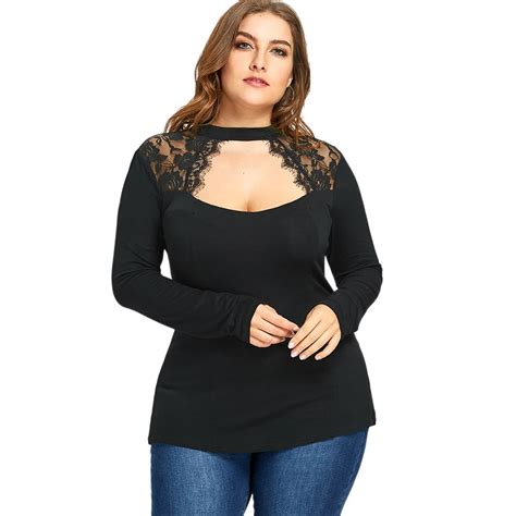 Aliexpress Com Buy Gamiss New Women Plus Size Lace T Shirts Insert