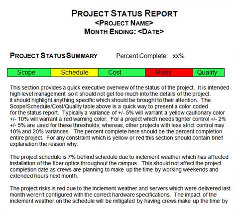 Google Docs Status Report Template