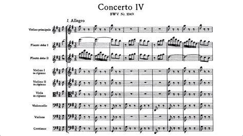 Bach Brandenburg Concerto No 4 In G Major Bwv 1049 Complete Score Youtube