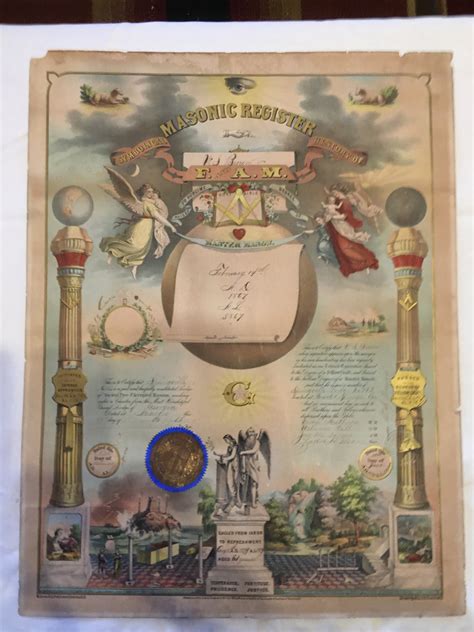 I Have A Lithograph Print Dated 1878 It Is A Masonic Register Of