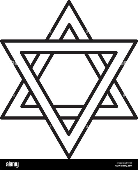 Star Of David Icon Over White Background Line Style Vector
