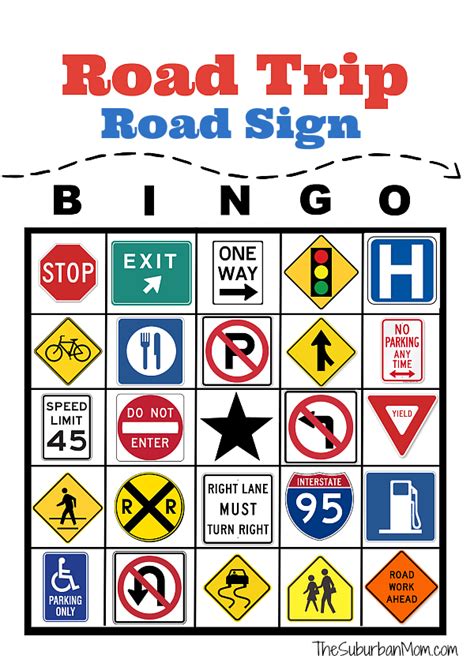 Road Trip Road Sign Bingo Free Printable Road Trip Entertainment