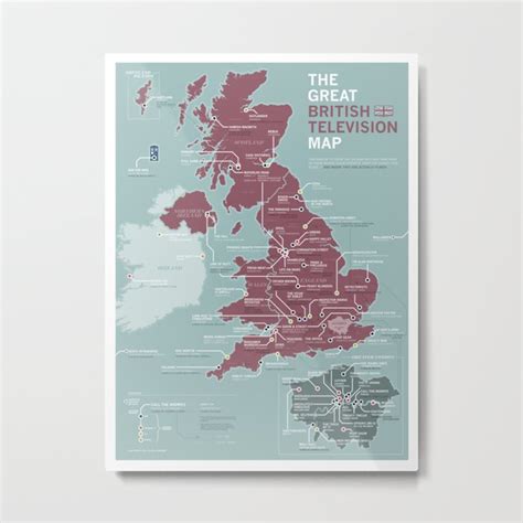 The Great British Television Map Metal Print By Tim Ritz Design Society6