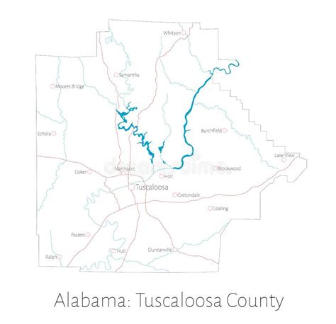 Map Of Tuscaloosa County In Alabama Stock Vector Illustration Of Seat