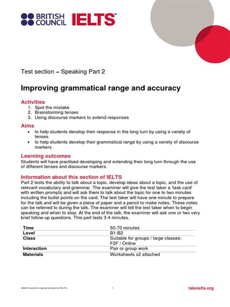 Improving Grammatical Range And Accuracy Test Section Speaking Part