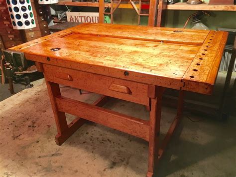 We have one of the largest. Antique Christiansen Workbench Cabinet maker Carpenter ...