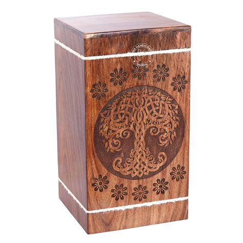 HIND HANDICRAFTS Handcrafted Celtic Tree Of Life Wooden Urns For Human