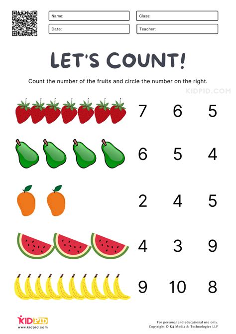 Kindergarten Counting Worksheet 1 20