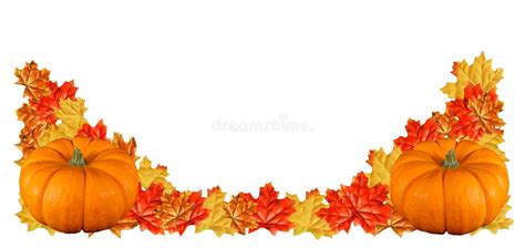 Two Pumpkin Border Stock Image Image Of Leaves Season 3359835