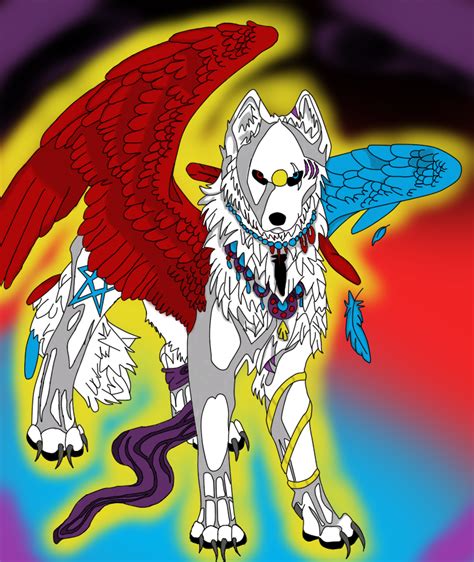 Winged Wolf Colored By Fallenangellove94 On Deviantart
