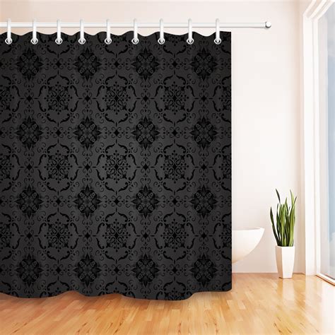 Lb Black Damask Baroque Luxury Shower Curtain Bathroom Vintage Art