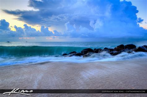 Wave Rolling Onto Beach At Boynton Beach Florida Hdr Photography By