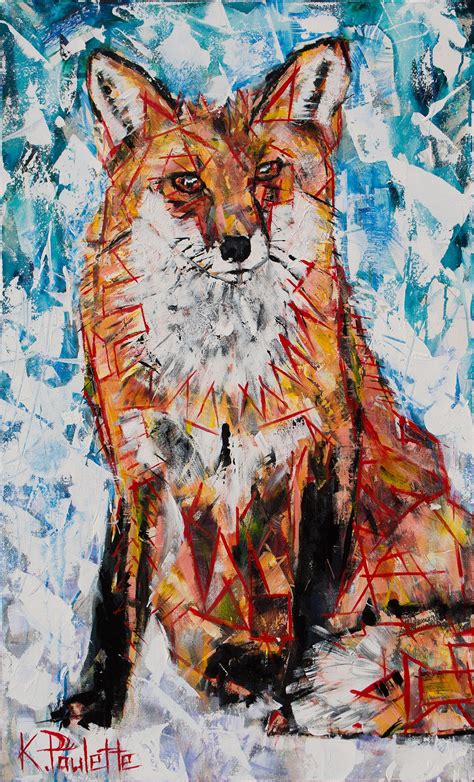 Fox Painting Abstract Animal Art Original Acrylic Canvas Kent Paulette