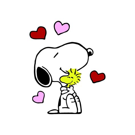 Peanuts 3 Snoopy Hugging Woodstock With Hearts Digital Etsy