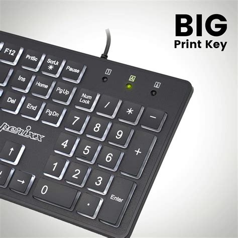 Computers Uk Layout Black Perixx Periboard 317 Wired Usb Big Font