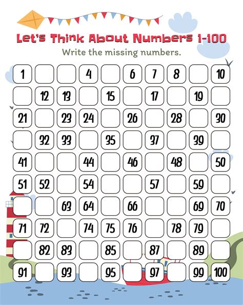 Numbers 1 To 100 Worksheet For Kids