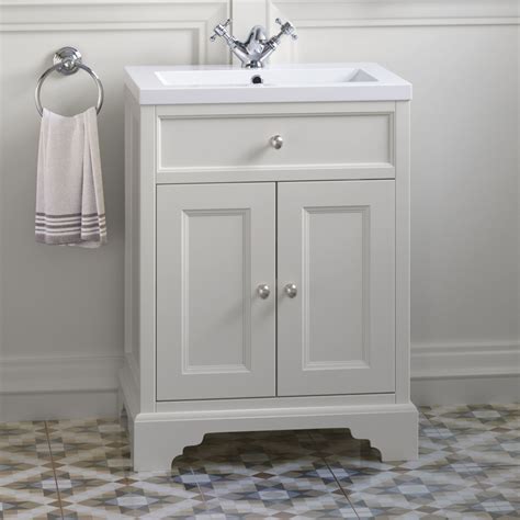 Ranging from real wood to mdf. Traditional Cream Bathroom Vanity Unit With Sink - 600mm ...