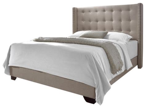 Savoy Linen Wing Back Bed Queen Transitional Panel Beds By Dg Casa