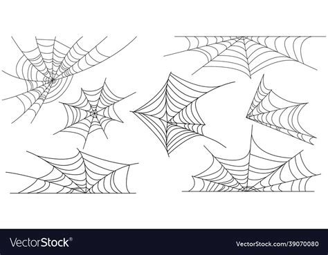 Set Of Outline Spider Web Royalty Free Vector Image