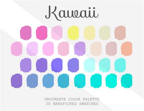 Kawaii Palette Digital Color Palette Procreate Tools Instant