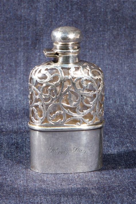 Sterling Silver And Glass Whiskey Pocket Flask 1920s For Sale At 1stdibs