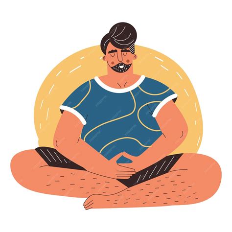 Premium Vector Man Practicing Yoga And Breath Control Young Guy